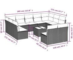 Sofa Sodo komplektas su pagalvėlėmis, 12 dalių, smėlio, poliratanas