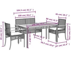 Lauko baldų komplektas Sodo komplektas su pagalvėlėmis, 4 dalių, juodas, poliratanas