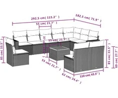 Sofa Sodo komplektas su pagalvėlėmis, 11 dalių, smėlio, poliratanas