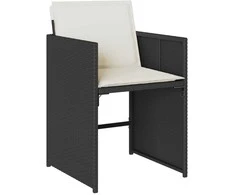 Lauko baldų komplektas Sodo komplektas su pagalvėlėmis, 7 dalių, juodas, poliratanas