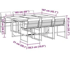 Lauko baldų komplektas Sodo komplektas su pagalvėlėmis, 7 dalių, baltas, tekstilenas