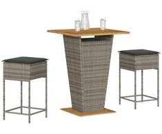 Sofa Sodo komplektas su pagalvėlėmis, 3 dalių, pilkas, poliratanas