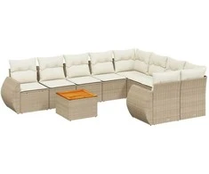 Sofa Sodo komplektas su pagalvėlėmis, 9 dalių, smėlio, poliratanas