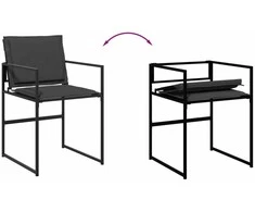 Lauko baldų komplektas Sodo komplektas su pagalvėlėmis, 9 dalių, juodas, tekstilenas