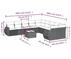 Sofa Sodo komplektas su pagalvėlėmis, 11 dalių, smėlio, poliratanas
