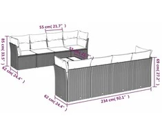 Sofa Sodo komplektas su pagalvėlėmis, 9 dalių, smėlio, poliratanas