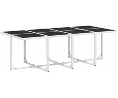 Lauko baldų komplektas Sodo komplektas su pagalvėlėmis, 9 dalių, baltas, tekstilenas