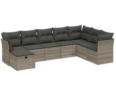 Sofa Sodo komplektas su pagalvėlėmis, 8 dalių, pilkas, poliratanas
