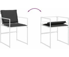 Lauko baldų komplektas Sodo komplektas su pagalvėlėmis, 11 dalių, baltas, tekstilenas