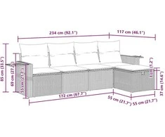 Sodo komplektas su pagalvėlėmis, 5 dalių, juodas, poliratanas