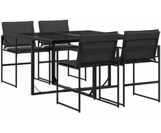 Lauko baldų komplektas Sodo komplektas su pagalvėlėmis, 5 dalių, juodas, tekstilenas