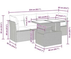 Sofa Sodo komplektas su pagalvėlėmis, 5 dalių, juodas, poliratanas