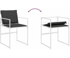 Lauko baldų komplektas Sodo komplektas su pagalvėlėmis, 7 dalių, baltas, tekstilenas