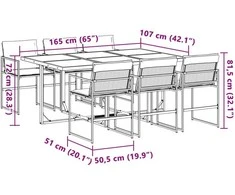 Lauko baldų komplektas Sodo komplektas su pagalvėlėmis, 7 dalių, baltas, tekstilenas