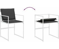 Lauko baldų komplektas Sodo komplektas su pagalvėlėmis, 15 dalių, baltas, tekstilenas