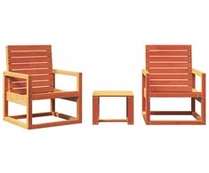 Lauko baldų komplektas Sodo poilsio baldų komplektas, 3 dalių, vaško rudas, pušis