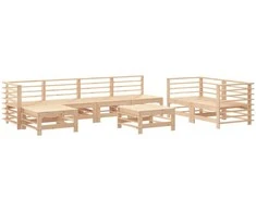 Lauko baldų komplektas Sodo poilsio baldų komplektas, 8 dalių, pušies medienos masyvas
