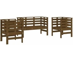 Lauko baldų komplektas Sodo poilsio baldų komplektas, 3 dalių, medaus rudas, pušis