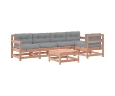Lauko baldų komplektas Sodo poilsio komplektas su pagalvėlėmis, 6 dalių, douglas eglė