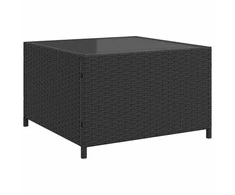 Sodo sofa su stalu/pagalvėlėmis, juoda, poliratanas, L formos