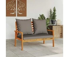 Sodo sofa-suoliukas su pagalvėlėmis, 120cm, akacijos masyvas
