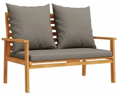 Sodo sofa-suoliukas su pagalvėlėmis, 120cm, akacijos masyvas