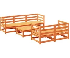 Lauko baldų komplektas Sodo sofos komplektas, 6 dalių, vaško rudas, pušies masyvas