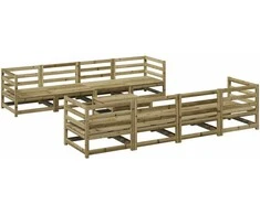 Lauko baldų komplektas Sodo sofos komplektas, 9 dalių, impregnuota pušies mediena