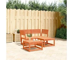 Lauko baldų komplektas Sodo sofos komplektas, 3 dalių, vaško rudas, pušies masyvas