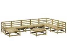 Lauko baldų komplektas Sodo sofos komplektas, 9 dalių, impregnuota pušies mediena