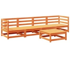 Lauko baldų komplektas Sodo sofos komplektas, 5 dalių, vaško rudas, pušies masyvas