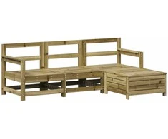 Lauko baldų komplektas Sodo sofos komplektas, 4 dalių, impregnuota pušis