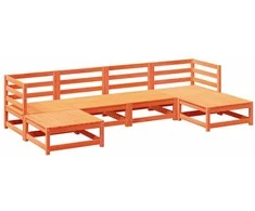 Lauko baldų komplektas Sodo sofos komplektas, 6 dalių, vaško rudas, pušies masyvas