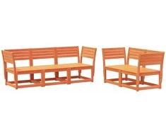 Lauko baldų komplektas Sodo sofos komplektas, 5 dalių, vaško rudas, pušies masyvas