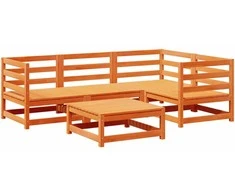 Lauko baldų komplektas Sodo sofos komplektas, 5 dalių, vaško rudas, pušies masyvas