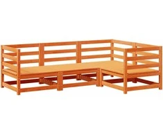 Lauko baldų komplektas Sodo sofos komplektas, 4 dalių, vaško rudas, pušies masyvas