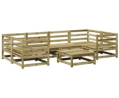 Lauko baldų komplektas Sodo sofos komplektas, 7 dalių, impregnuota pušis