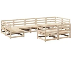 Lauko baldų komplektas Sodo sofos komplektas, 9 dalių, pušies medienos masyvas