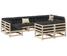 Lauko baldų komplektas Sodo sofos komplektas, 9 dalių, pušies medienos masyvas