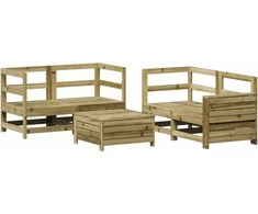 Lauko baldų komplektas Sodo sofos komplektas, 5 dalių, impregnuota pušies mediena