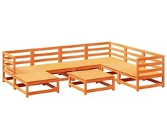 Lauko baldų komplektas Sodo sofos komplektas, 8 dalių, vaško rudas, pušies masyvas