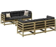 Lauko baldų komplektas Sodo sofos komplektas, 7 dalių, impregnuota pušis