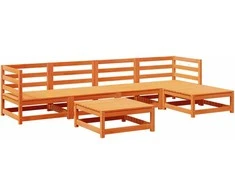 Lauko baldų komplektas Sodo sofos komplektas, 6 dalių, vaško rudas, pušies masyvas