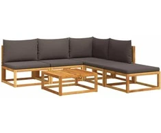 Lauko baldų komplektas Sodo sofos komplektas su pagalvėmis, 6 dalių, akacijos masyvas