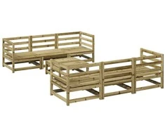 Lauko baldų komplektas Sodo sofos komplektas, 7 dalių, impregnuota pušis