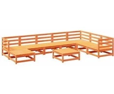 Lauko baldų komplektas Sodo sofos komplektas, 9 dalių, vaško rudas, pušies masyvas