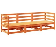 Lauko baldų komplektas Sodo sofos komplektas, 3 dalių, vaško rudas, pušies masyvas