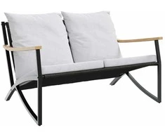 Sodo suoliukas su pagalvėle, juodos spalvos, 120cm, plienas