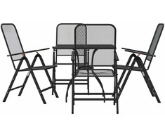 Lauko baldų komplektas Sodo valgomojo baldų komplektas, 5 dalių, antracito, metalas