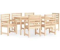 Lauko baldų komplektas Sodo valgomojo baldų komplektas, 7 dalių, pušies masyvas